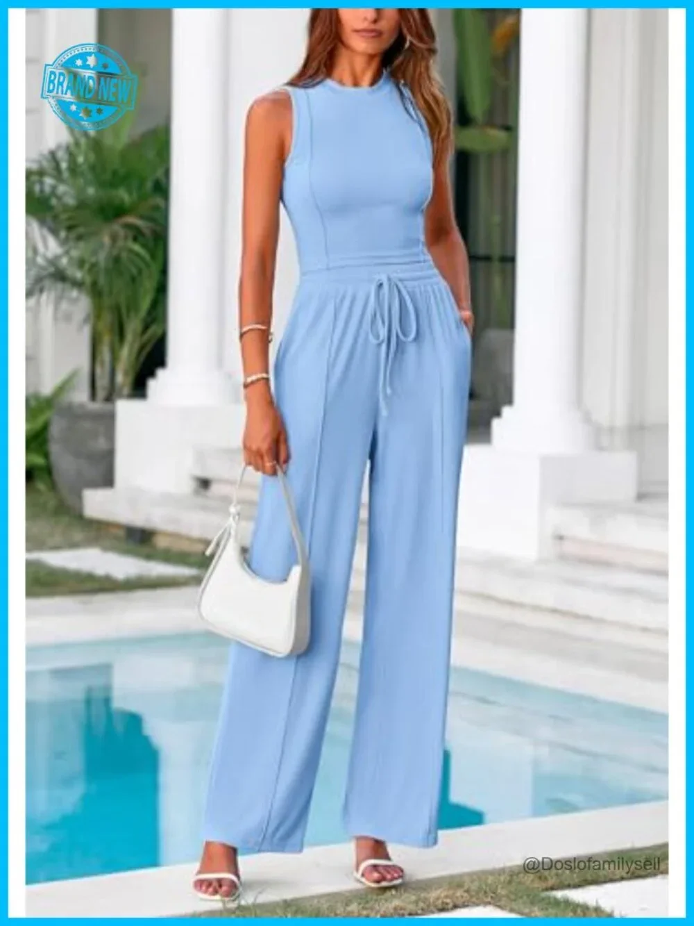 Women's 2 Piece Loungewear Set Crop Tank Top Wide Leg Sweatpants Tracksuit